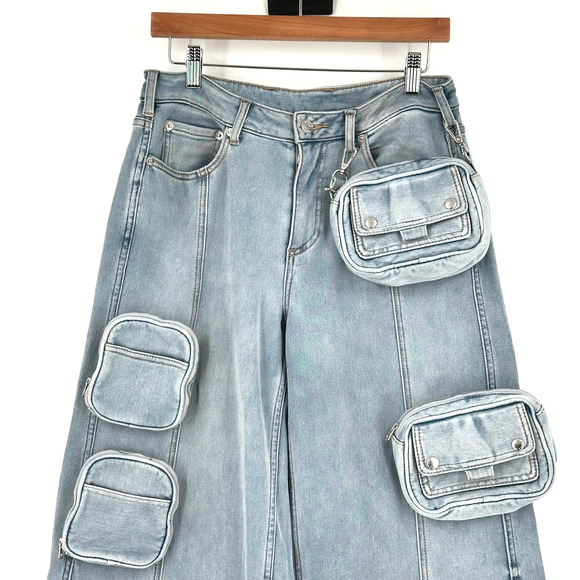 SER.O.YA Stephy Cargo Wide-Leg Jeans Pants Size 25 Baggy Y2K Streetwear Skater - Picture 2 of 9